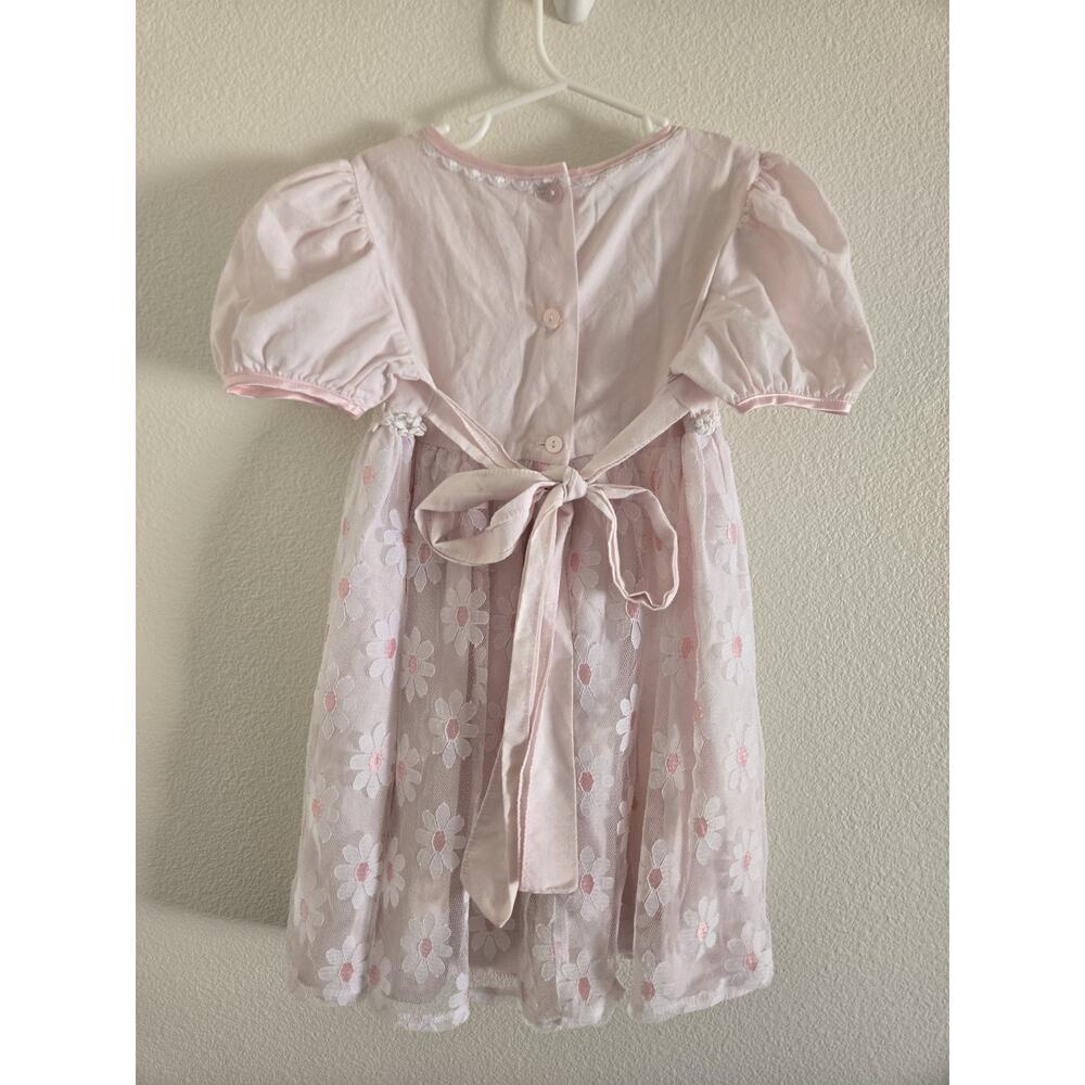 Vintage Jo Lene Pink Floral Lace Girls Dress Size 6x Tea Party Cottage Prairie - Picture 2 of 9